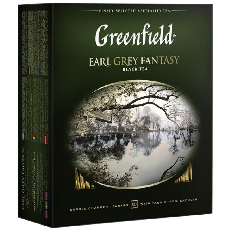 Чай черный Greenfield Earl Grey Fantasy 100 пакетиков, бергамот. Москва