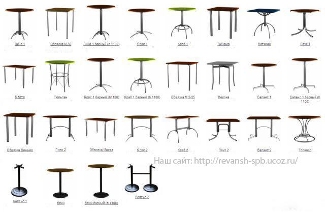 Столы, подстолья и столешницы для столов.